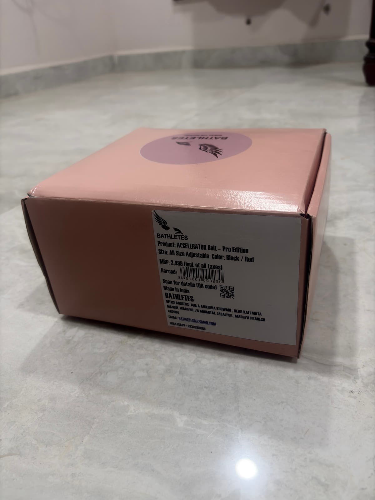 Product label: Accelerator Belt — Pro Edition, MRP, made in India